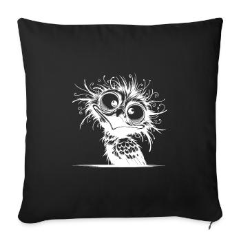 Crazy Bird Kids Drawing - Sofa pillowcase 17,3'' x 17,3'' (45 x 45 cm) - black - Front