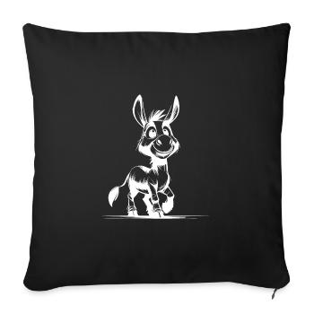 Smiling Donkey Long-Eared Donkey Drawing - Sofa pillowcase 17,3'' x 17,3'' (45 x 45 cm) - black - Front