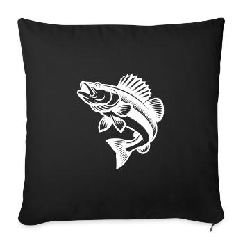 Sport Fisherman Motif Jumping Zander Fish - Sofa pillowcase 17,3'' x 17,3'' (45 x 45 cm) - black - Front