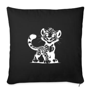 Elegant little grinning baby leopard - Sofa pillowcase 17,3'' x 17,3'' (45 x 45 cm) - black - Front