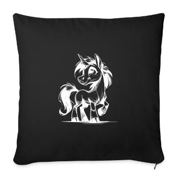 Smiling Fairy Tale Unicorn Pencil Sketch - Sofa pillowcase 17,3'' x 17,3'' (45 x 45 cm) - black - Front