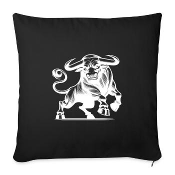 Taureau fort maléfique avec d’énormes cornes - Housse de coussin décorative 45 x 45 cm - noir - Devant