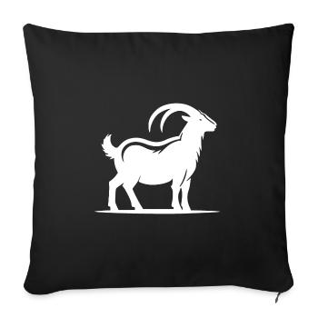 Style de tatouage de portrait de chèvre avec des cornes - Housse de coussin décorative 45 x 45 cm - noir - Devant
