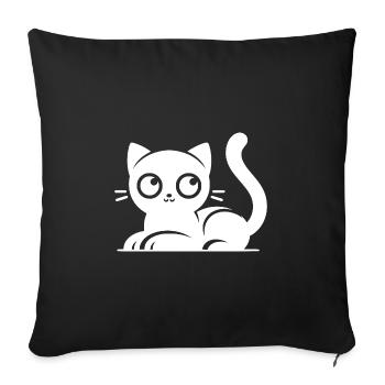 Funny cats with big eyes Drawing - Sofa pillowcase 17,3'' x 17,3'' (45 x 45 cm) - black - Front