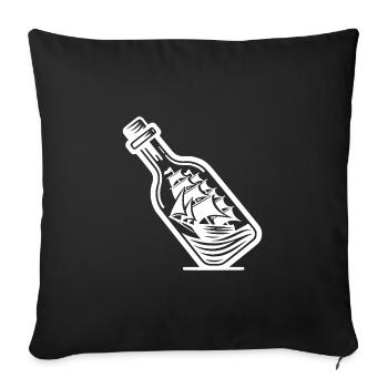 Ship in a bottle Sailing ship with sails - Sofa pillowcase 17,3'' x 17,3'' (45 x 45 cm) - black - Front