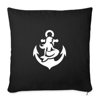 Tattoo Ship Anchor with Elegant Mermaid - Sofa pillowcase 17,3'' x 17,3'' (45 x 45 cm) - black - Front