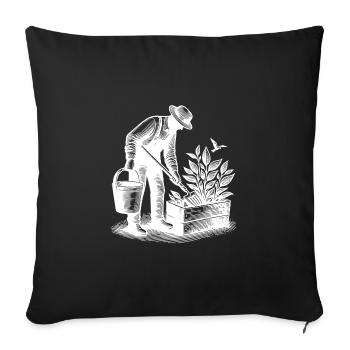 Hobby gardener doing gardening - Sofa pillowcase 17,3'' x 17,3'' (45 x 45 cm) - black - Front