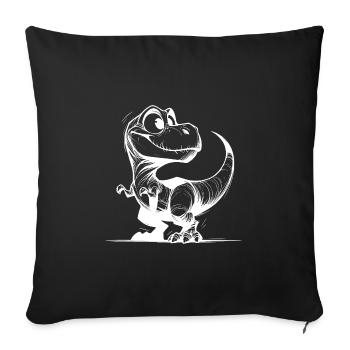 Friendly Smiling T-Rex Dino Drawing - Sofa pillowcase 17,3'' x 17,3'' (45 x 45 cm) - black - Front