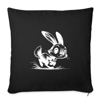 Mignon enfants sauteur lapin avec de grandes oreilles - Housse de coussin décorative 45 x 45 cm - noir - Devant
