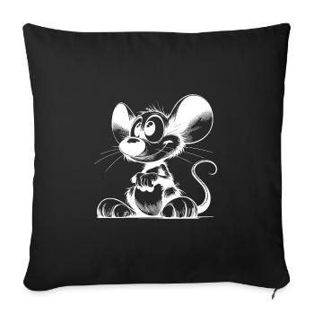 Grinning mouse with big eyes huge ears - Sofa pillowcase 17,3'' x 17,3'' (45 x 45 cm) - black - Front