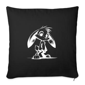 Cute bunny with big eyes and long ears - Sofa pillowcase 17,3'' x 17,3'' (45 x 45 cm) - black - Front