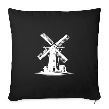 Dutch Wheat Windmill for Grain Flour - Sofa pillowcase 17,3'' x 17,3'' (45 x 45 cm) - black - Front