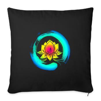 Cercle Enso Zen Méditation Fleur de Lotus Japon Yoga - Housse de coussin décorative 45 x 45 cm - noir - Devant