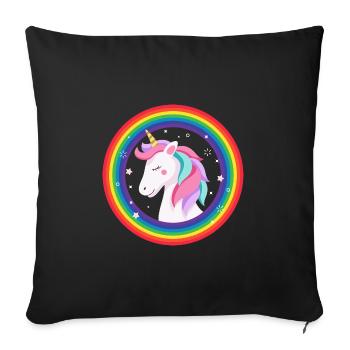 Rainbow Unicorn - Sofa pillowcase 17,3'' x 17,3'' (45 x 45 cm) - black - Front
