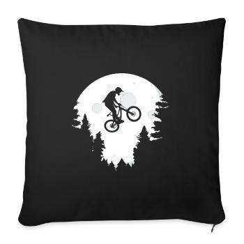 Vélo de montagne drôle rétro vintage moon bike - Housse de coussin décorative 45 x 45 cm - noir - Devant