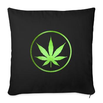 Feuille de marijuana - Housse de coussin décorative 45 x 45 cm - noir - Devant