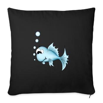 fish - Sofa pillowcase 17,3'' x 17,3'' (45 x 45 cm) - black - Front