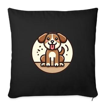 Playful Cartoon Dog Design - Sofa pillowcase 17,3'' x 17,3'' (45 x 45 cm) - black - Front