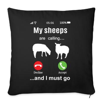 Sheep funny sheep call shepherd gift idea fun - Sofa pillowcase 17,3'' x 17,3'' (45 x 45 cm) - black - Front