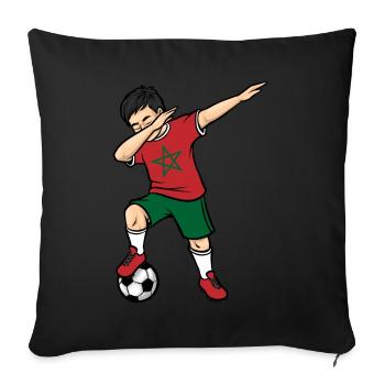 Dabbing Joueur de football garçons Maroc Football - Housse de coussin décorative 45 x 45 cm - noir - Devant
