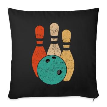 Bowling Kegeln Team Retro Pins - Housse de coussin décorative 45 x 45 cm - noir - Devant