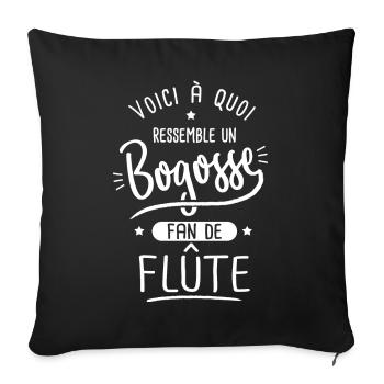 Flûte Bogosse fan musique musicien flûte - Housse de coussin décorative 45 x 45 cm - noir - Devant