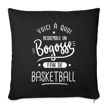 Basketball Bogosse fan de sport basket ball - Housse de coussin décorative 45 x 45 cm - noir - Devant