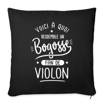 Violon Bogosse fan violon Violoniste - Housse de coussin décorative 45 x 45 cm - noir - Devant