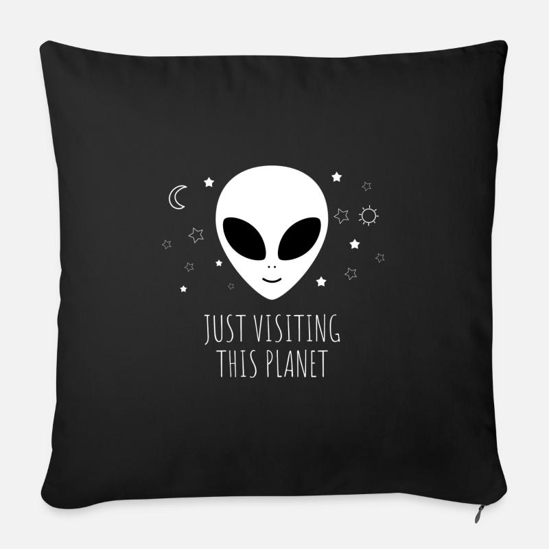 Juste visiter cette planète. Alien Alien Alien - Housse de coussin décorative 45 x 45 cm - noir