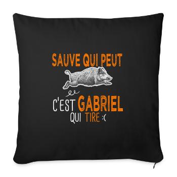 Gabriel c est gabriel qui tire Humour Chasseur - Housse de coussin décorative 45 x 45 cm - noir - Devant
