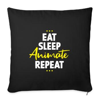 Eat Sleep Animate Repeat - Sofakissenbezug 45 x 45 cm - Schwarz - Vorne