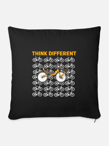 Liegerad Think Different - Sofakissenbezug 45 x 45 cm - Schwarz