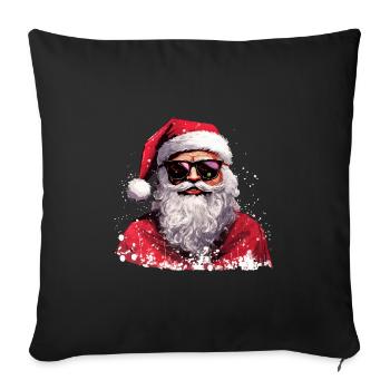 Cadeau de Père Noël cool avec lunettes de soleil - Housse de coussin décorative 45 x 45 cm - noir - Devant