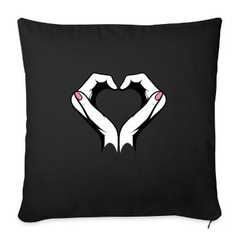 Hand Sign Hand Heart Love Sign Rainbow - Sofa pillowcase 17,3'' x 17,3'' (45 x 45 cm) - black - Front