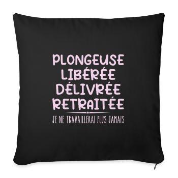 Plongeuse célèbre sa retraite avec humour cadeau - Housse de coussin décorative 45 x 45 cm - noir - Devant