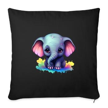 Bébé éléphant cadeau enfants enfants mode coloré - Housse de coussin décorative 45 x 45 cm - noir - Devant