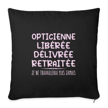 Optikerin feiert ihren Ruhestand mit humorvollem Geschenk - Sofakissenbezug 45 x 45 cm - Schwarz - Vorne