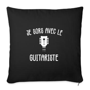 Je sors avec le guitariste t-shirt humour femme - Housse de coussin décorative 45 x 45 cm - noir - Devant