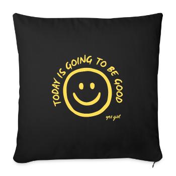 Yes Girl Smile Hand Drawing Yellow - today good - Sofa pillowcase 17,3'' x 17,3'' (45 x 45 cm) - black - Front
