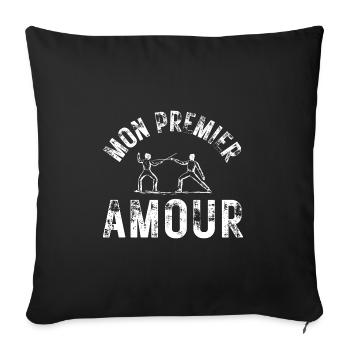 Match escrime premier amour - Housse de coussin décorative 45 x 45 cm - noir - Devant