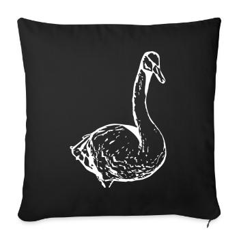 Cygne, Canard blanc, Oiseau, Oie - Housse de coussin décorative 45 x 45 cm - noir - Devant