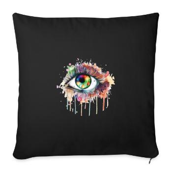 Œil arc-en-ciel Aquarelle Œil, Œil, Arc-en-ciel - Housse de coussin décorative 45 x 45 cm - noir - Devant