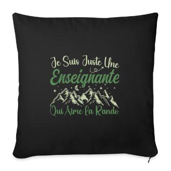 Enseignante aventurier passionnée de Randonnée - Housse de coussin décorative 45 x 45 cm - noir - Devant