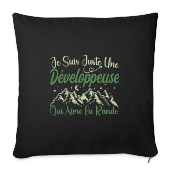 Développeuse aventurier passionnée de Randonnée - Housse de coussin décorative 45 x 45 cm - noir - Devant