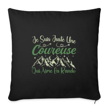Coureuse aventurier passionnée de Randonnée cadeau - Housse de coussin décorative 45 x 45 cm - noir - Devant