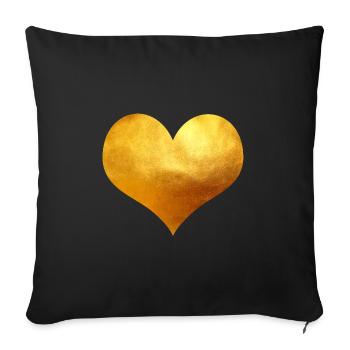 Coeur d'or - Housse de coussin décorative 45 x 45 cm - noir - Devant
