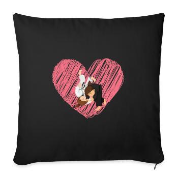 judo love - idee cadeau judo - Housse de coussin décorative 45 x 45 cm - noir - Devant