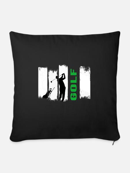 Golf Golfspieler Golfplatz - Sofakissenbezug 45 x 45 cm - Schwarz