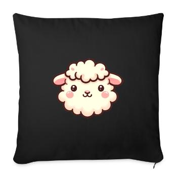 Cute Fluffy Sheep Face Cartoon Design - Sofa pillowcase 17,3'' x 17,3'' (45 x 45 cm) - black - Front
