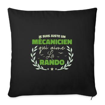 Fier d’être Mécanicien et Passionné de la Randonné - Housse de coussin décorative 45 x 45 cm - noir - Devant